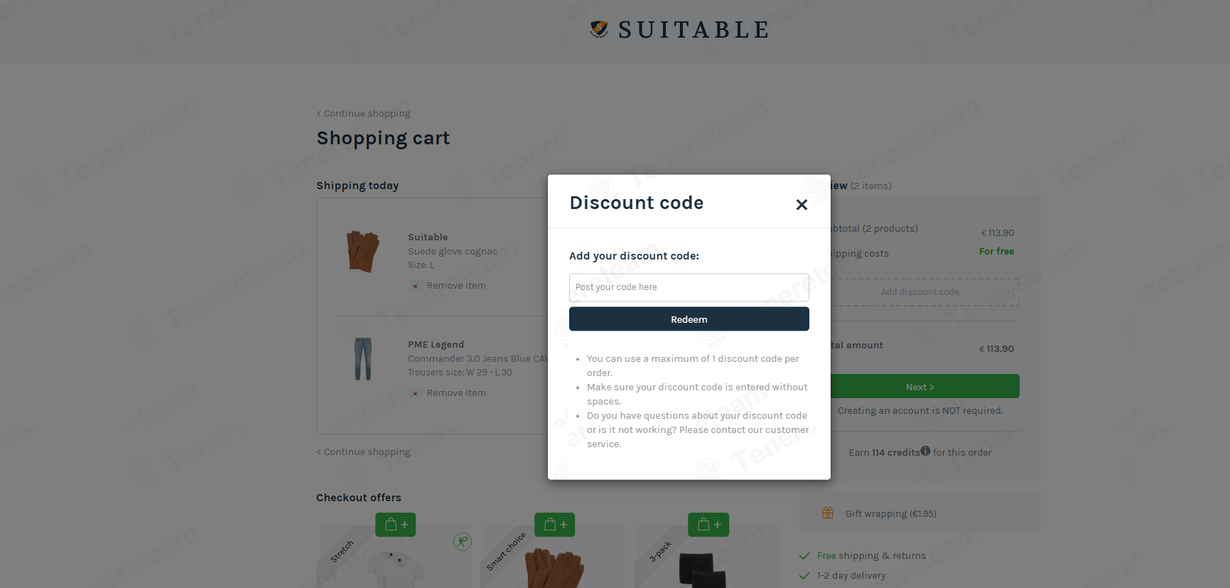 Suitableshop DACH apply coupon code
