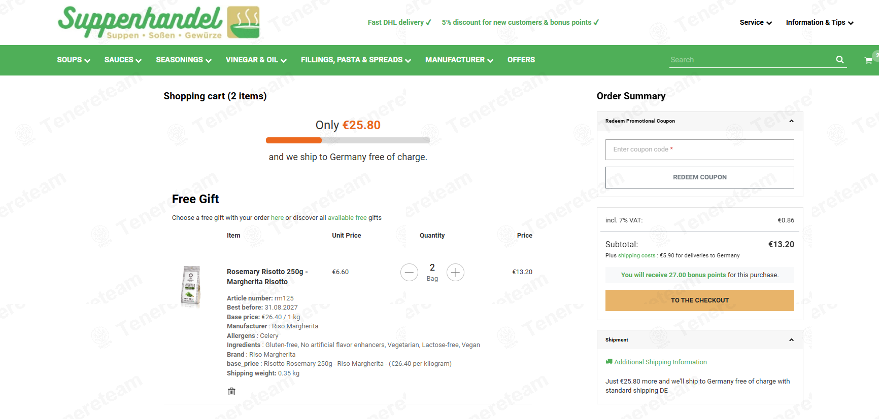 Suppen Handel DE apply coupon code