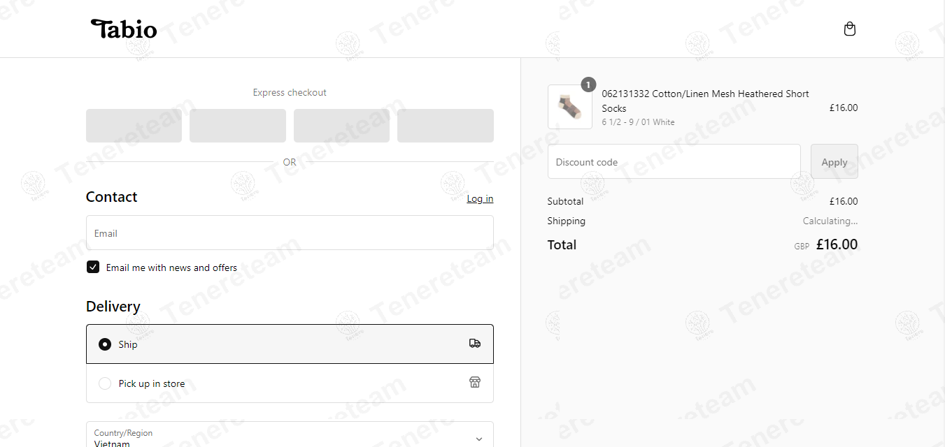 Tabio London apply coupon code