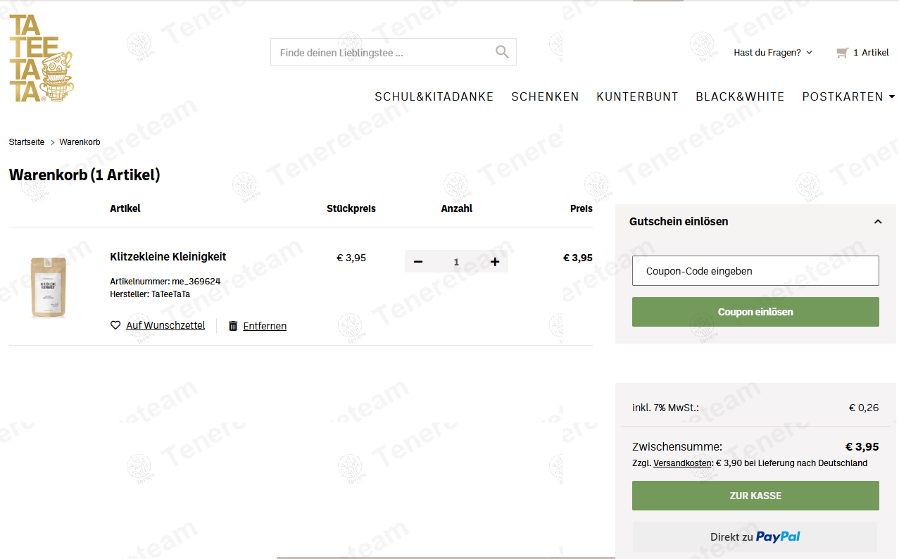 Tate et Tata DE apply coupon code