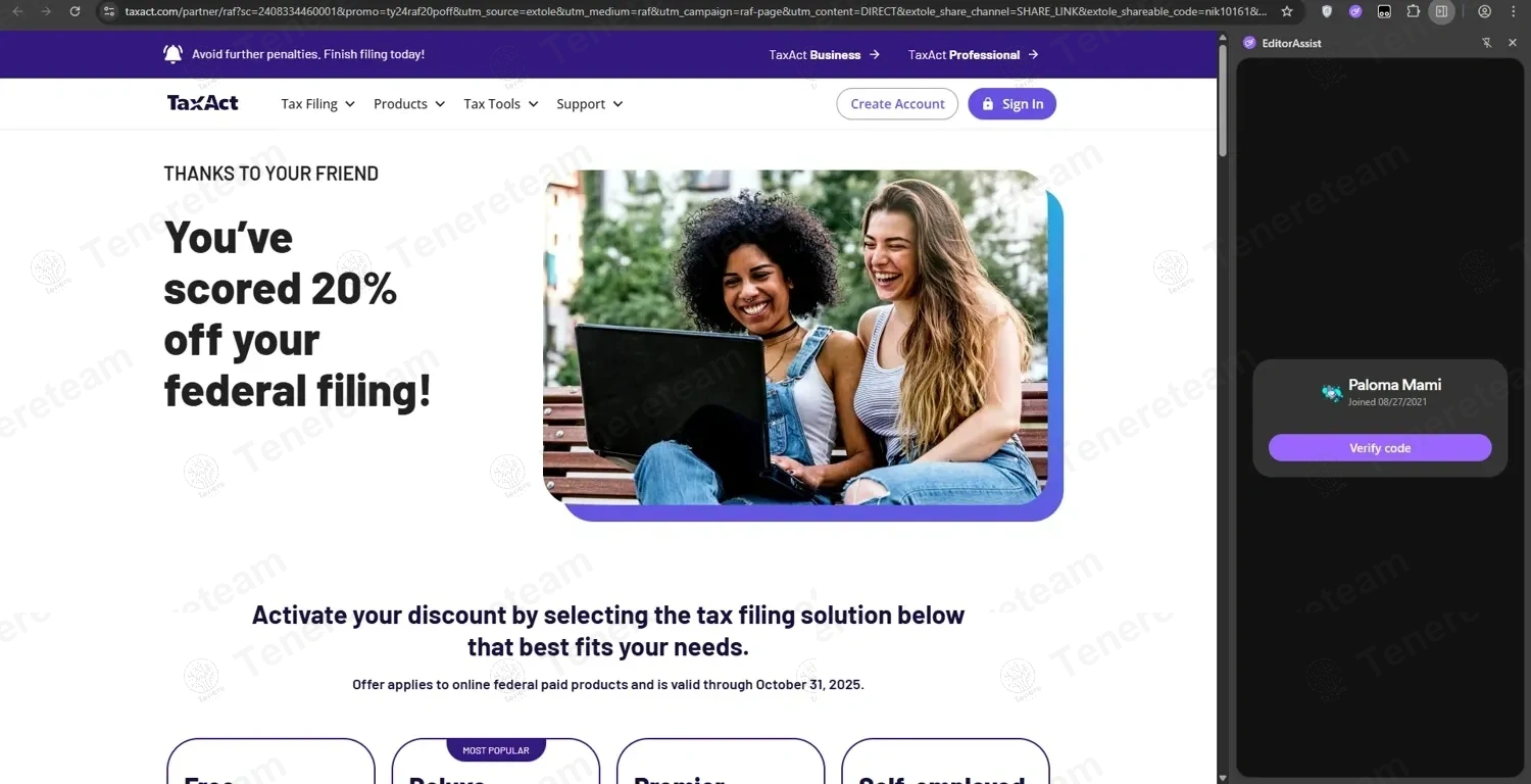 TaxACT apply coupon code