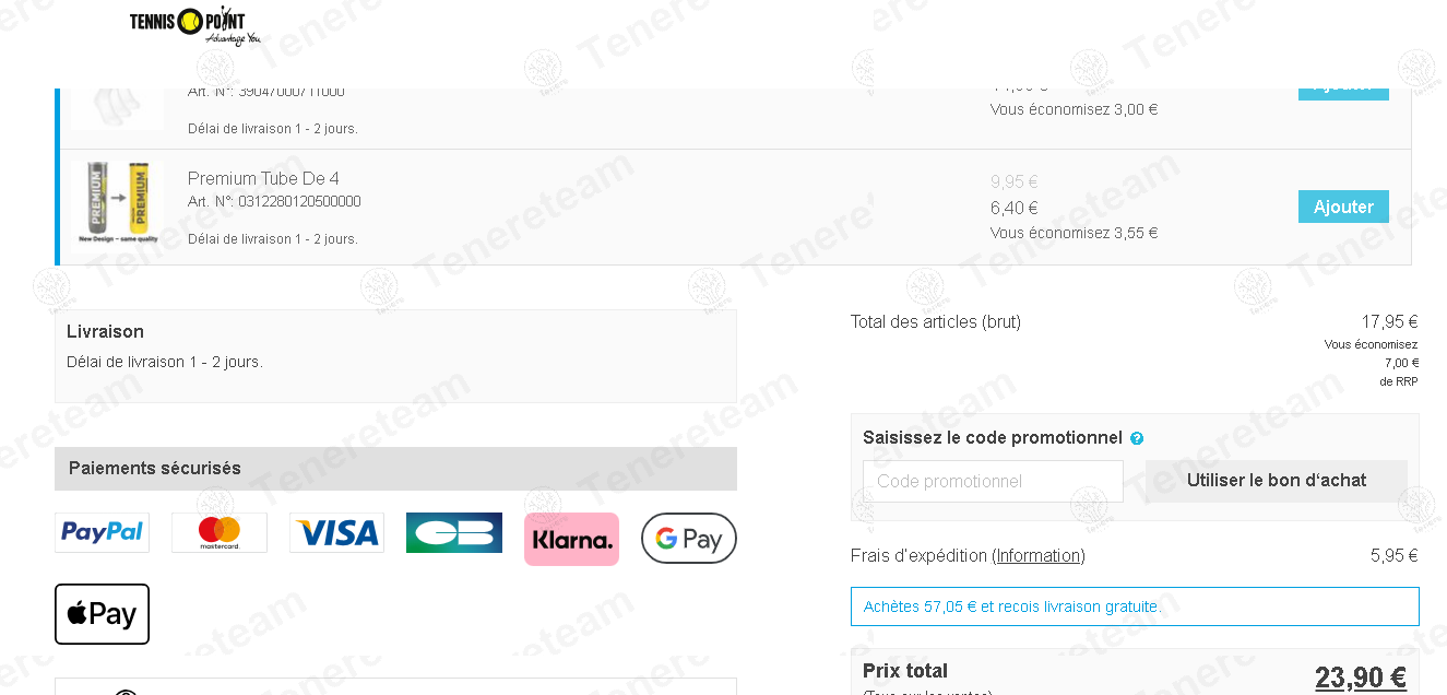 Tennis Point FR apply coupon code
