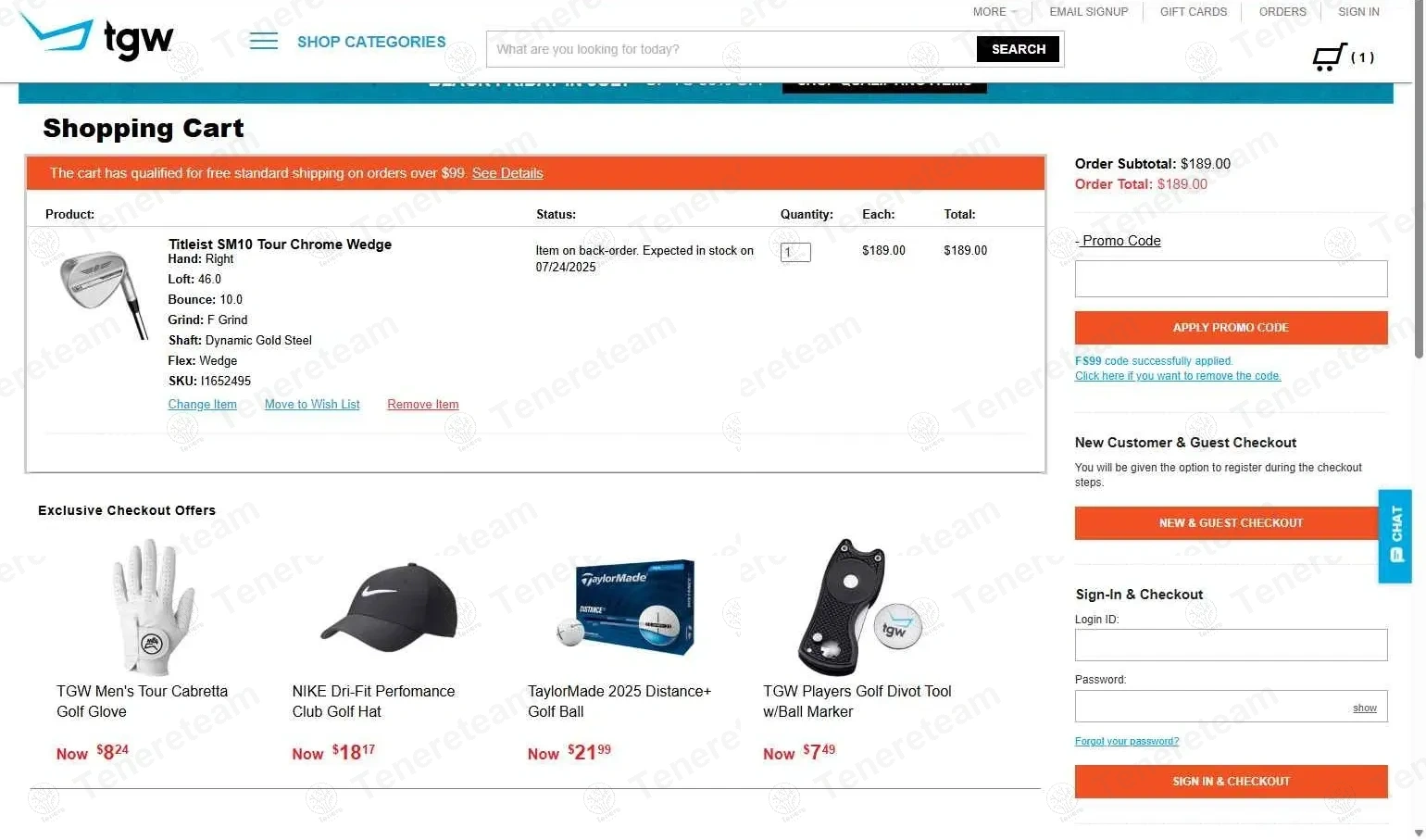 TGW apply coupon code