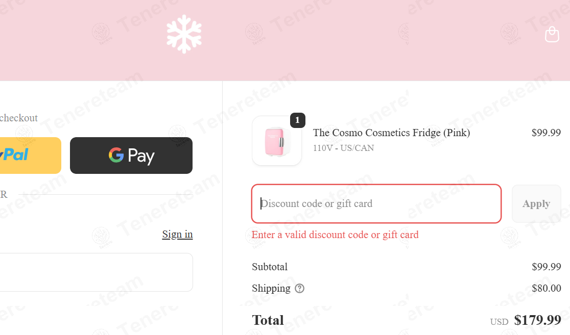 The Cosmetics Fridge apply coupon code