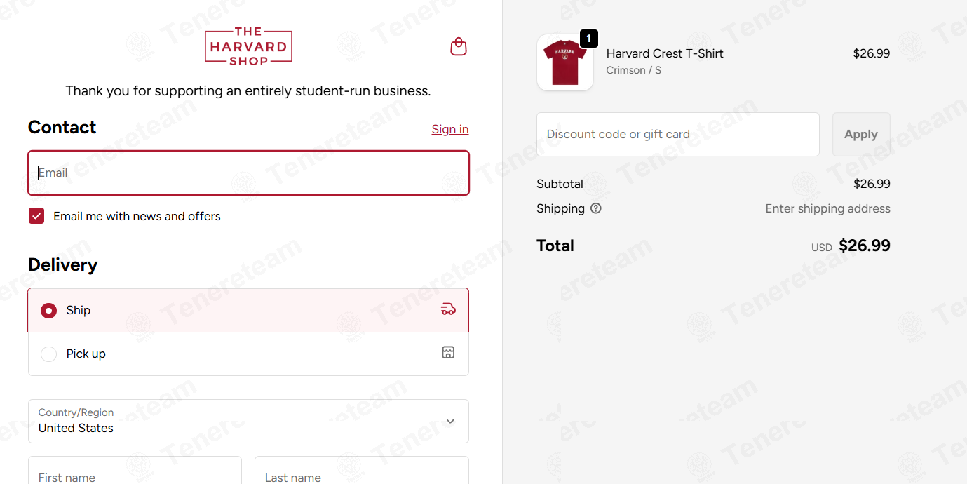 The Harvard Shop apply coupon code