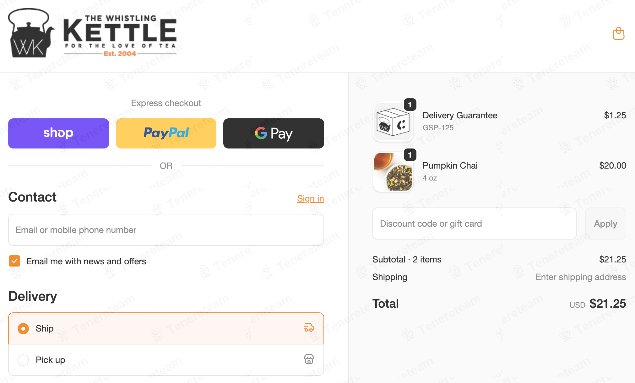 The Whistling Kettle apply coupon code
