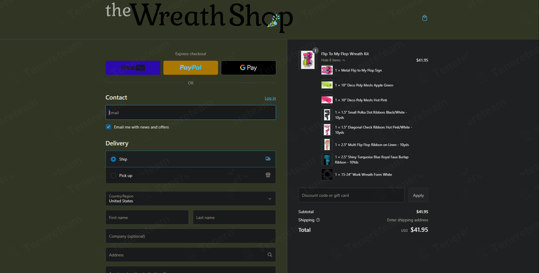 The Wreath Shop apply coupon code