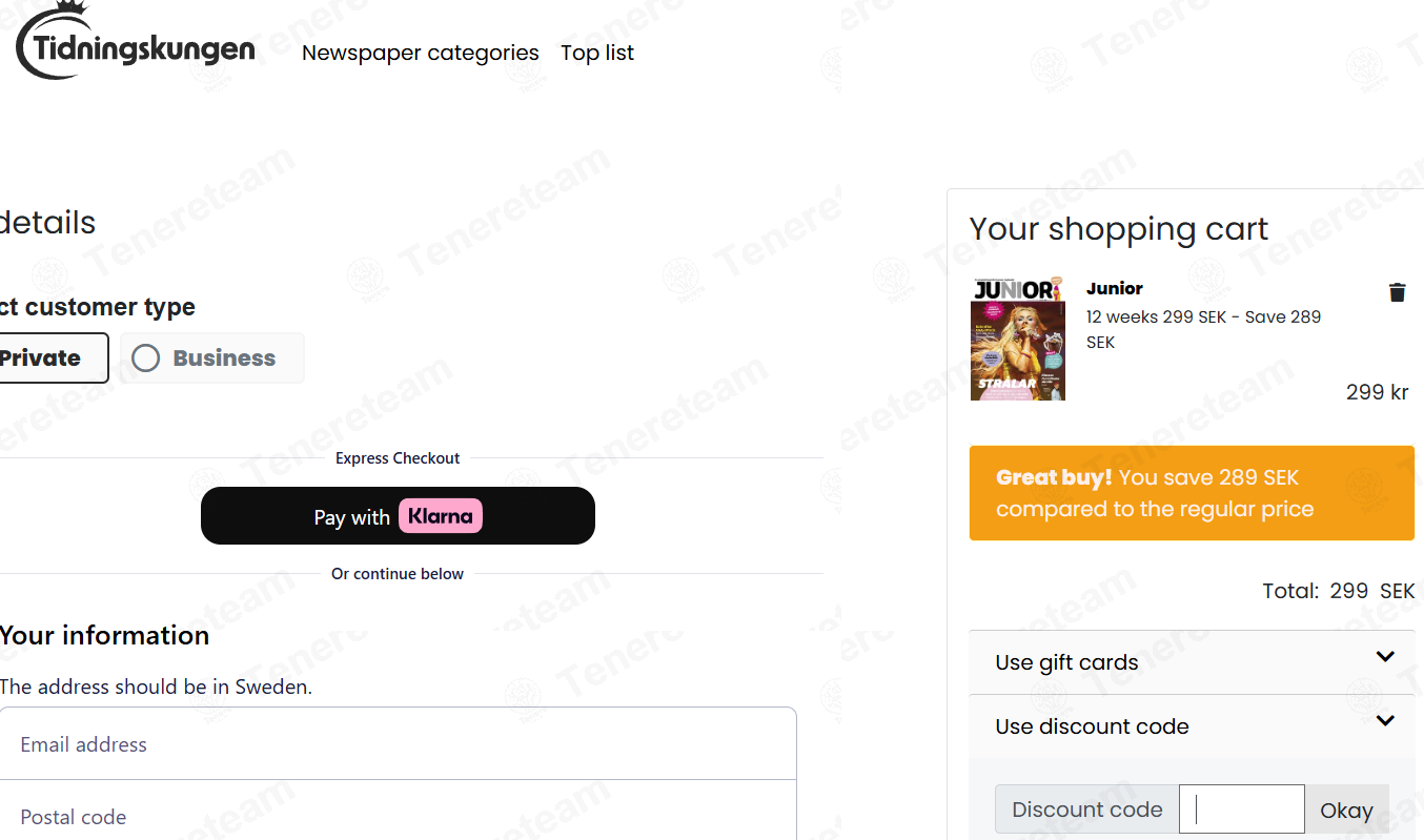 Tidningskungen SE apply coupon code