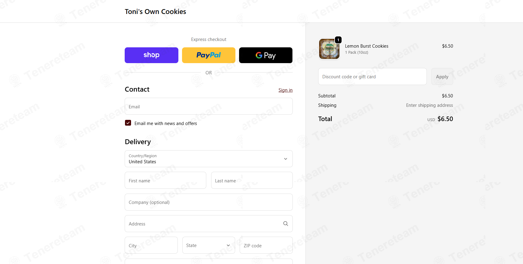 Toni’s Own Cookies apply coupon code