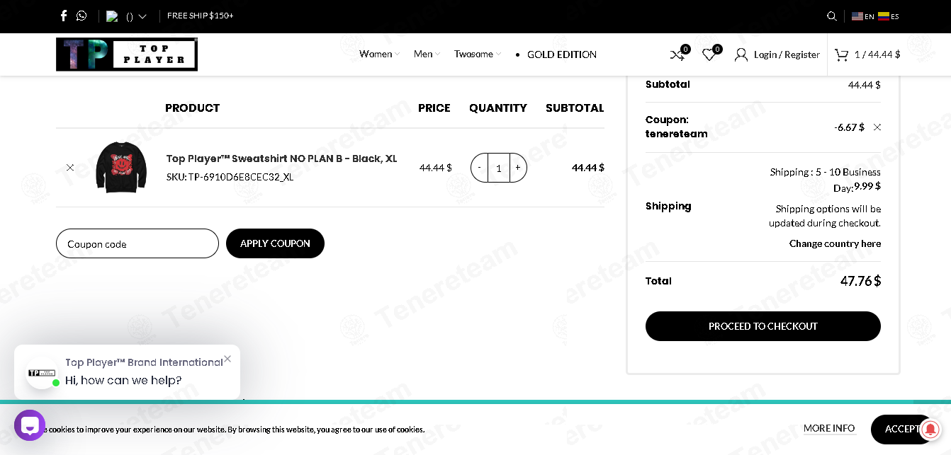 Top Player Brand apply coupon code