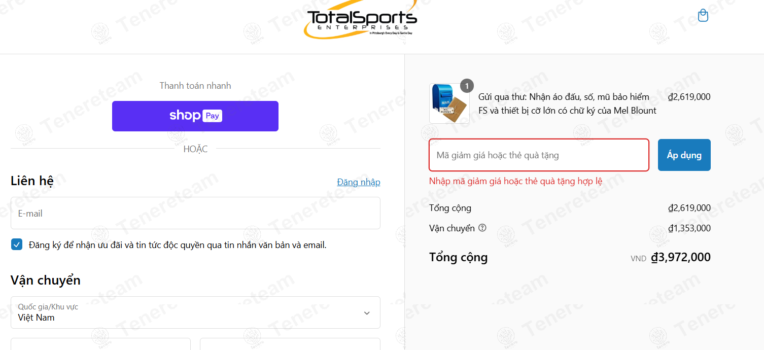 Total Sports Enterprises apply coupon code