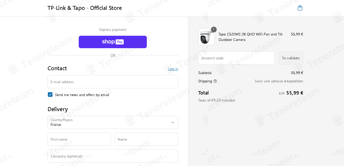 TP-Link Store FR apply coupon code
