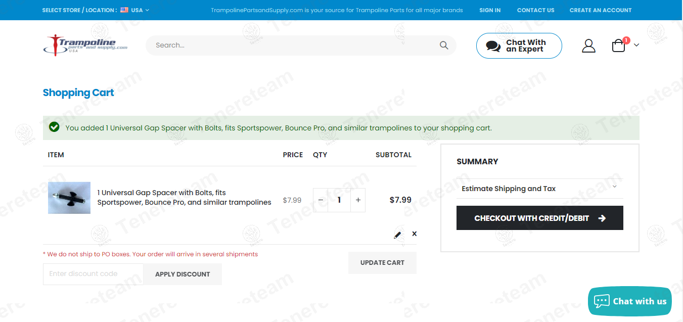 Trampoline Parts And Supply apply coupon code