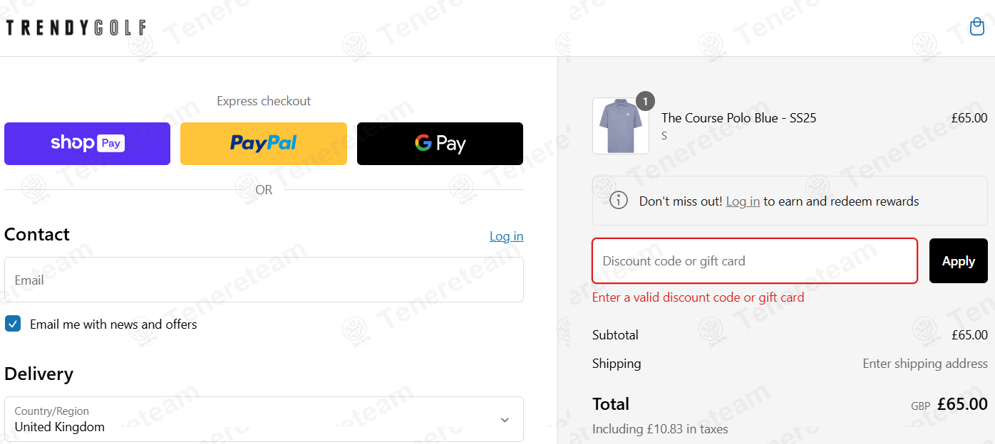 Trendy Golf apply coupon code