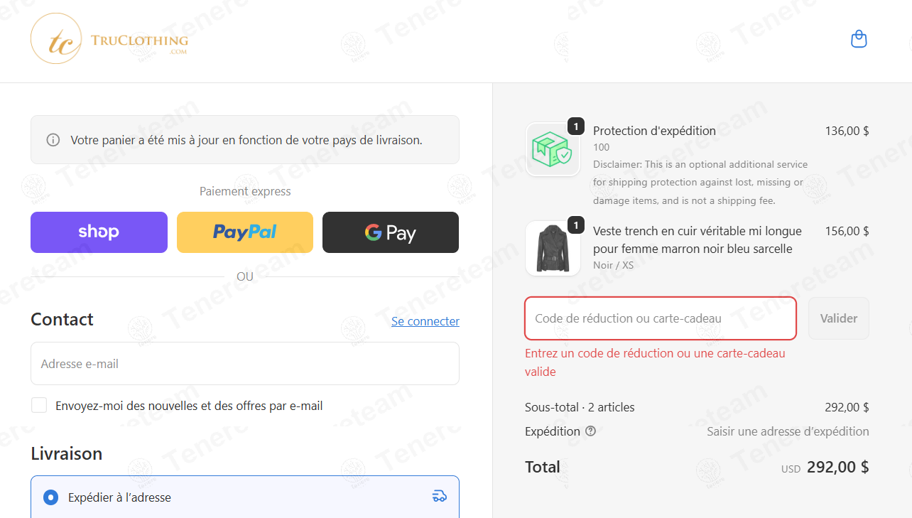 Tru Clothing apply coupon code