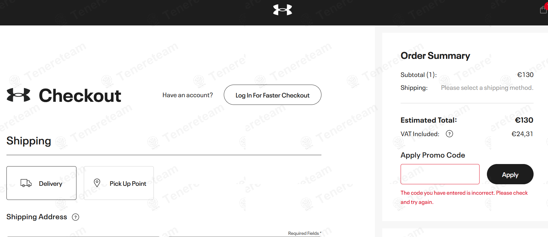 Under Armour IE apply coupon code