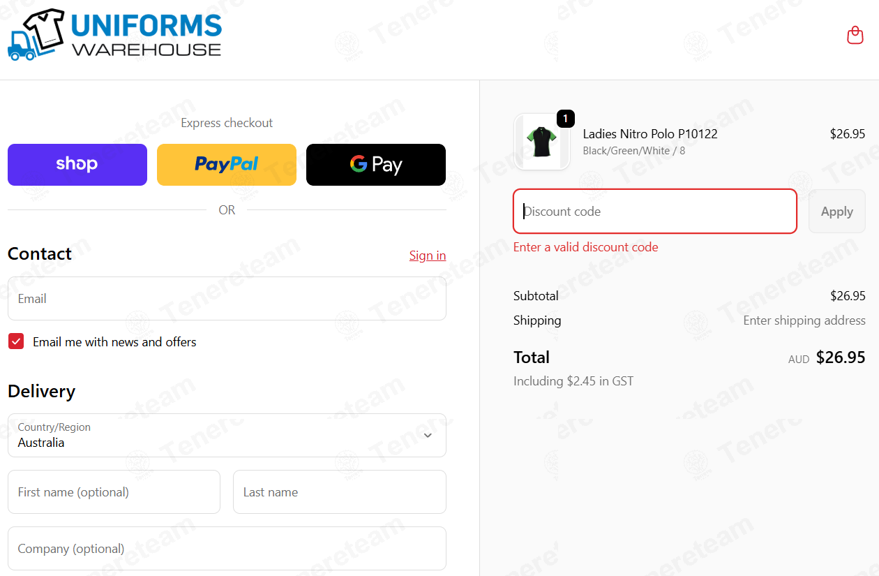 Uniforms Warehouse apply coupon code