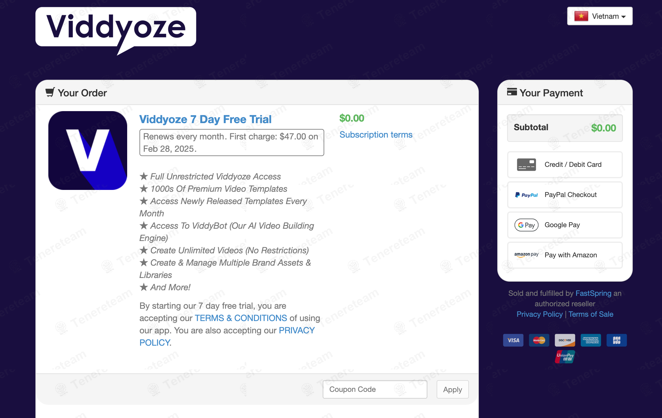 VIDDYOZE apply coupon code