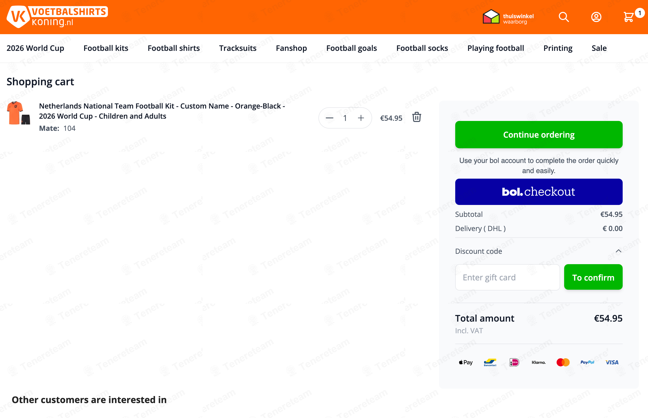 Voetbalshirts Koning NL apply coupon code