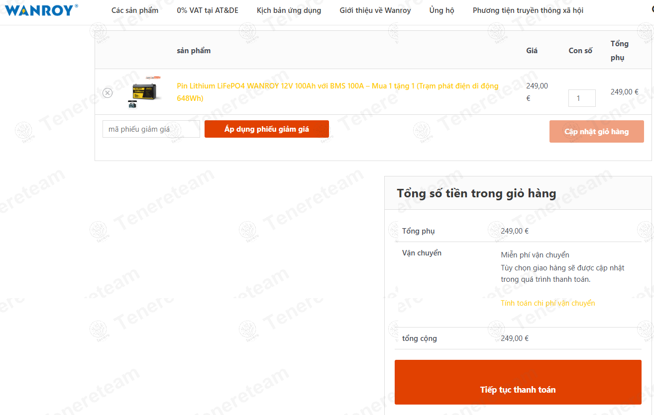 Wanroy DE apply coupon code
