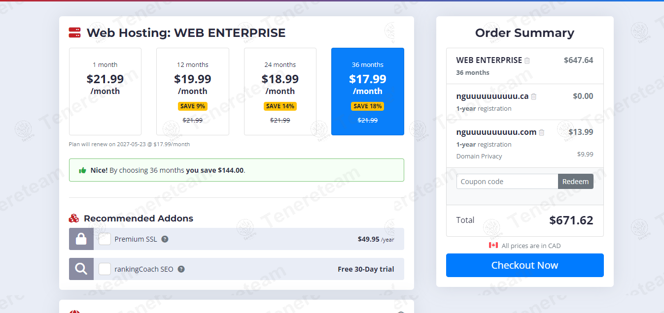 Web Hosting Canada apply coupon code