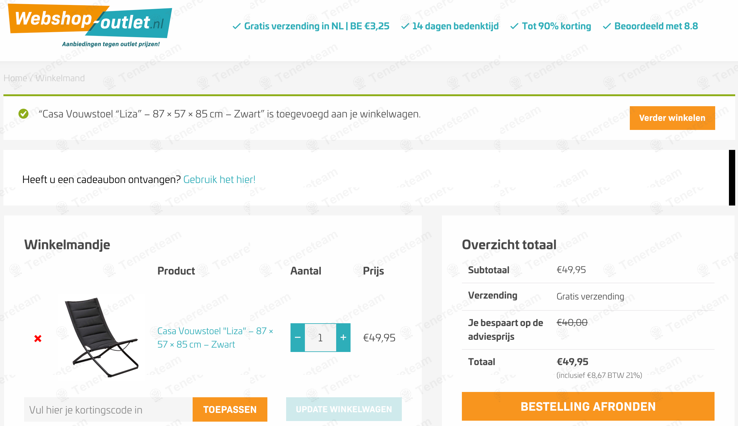 Webshop Outlet NL apply coupon code