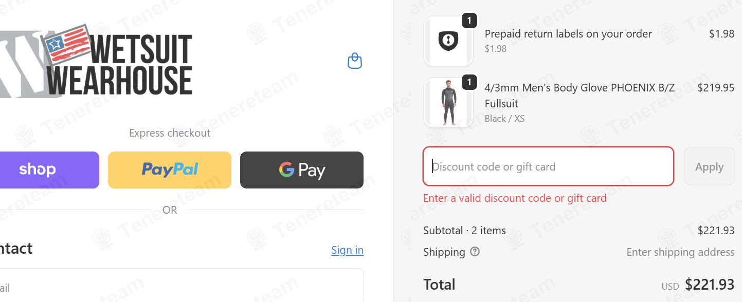 Wetsuit Wearhouse apply coupon code