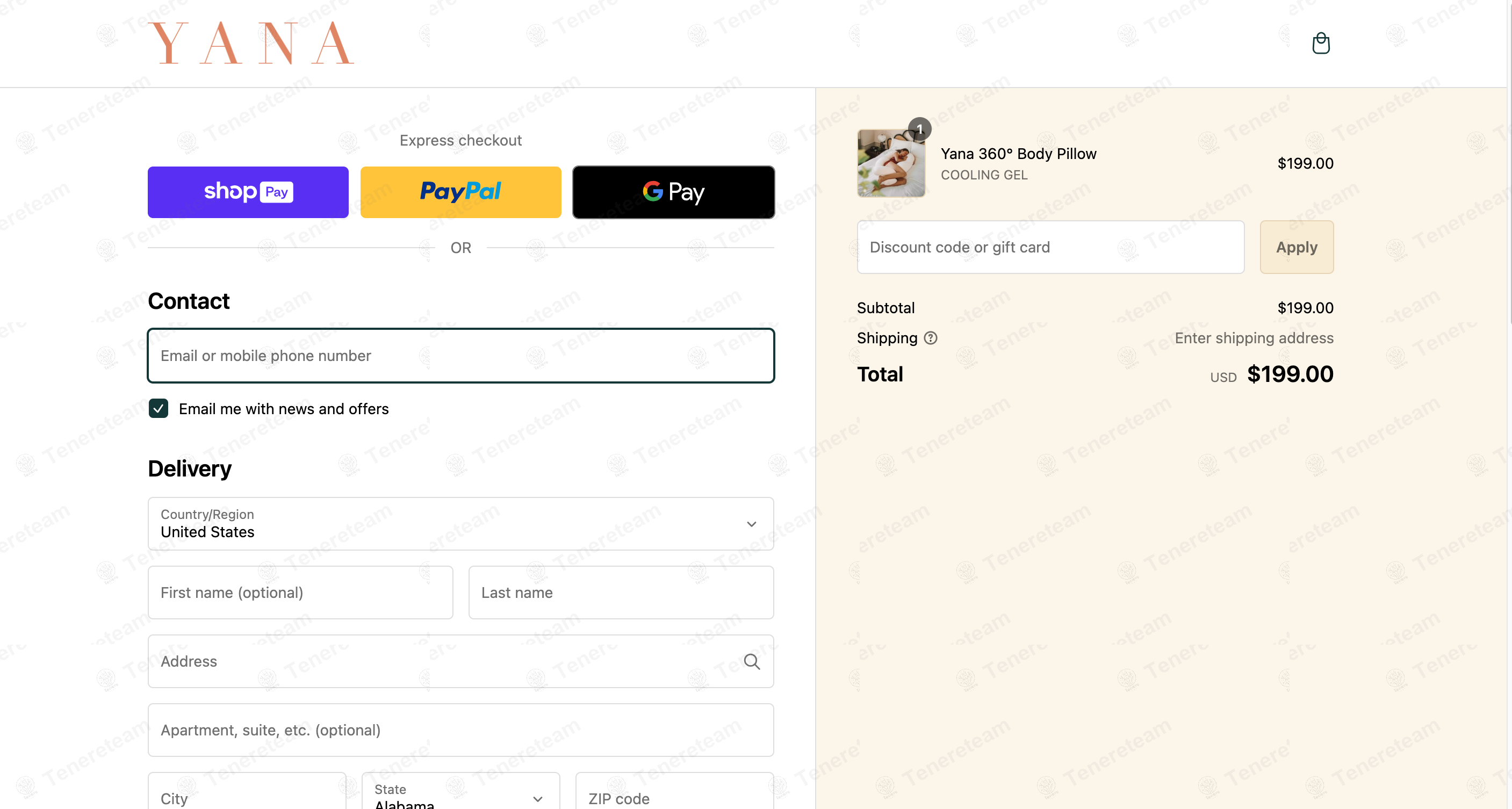 Yana Sleep apply coupon code
