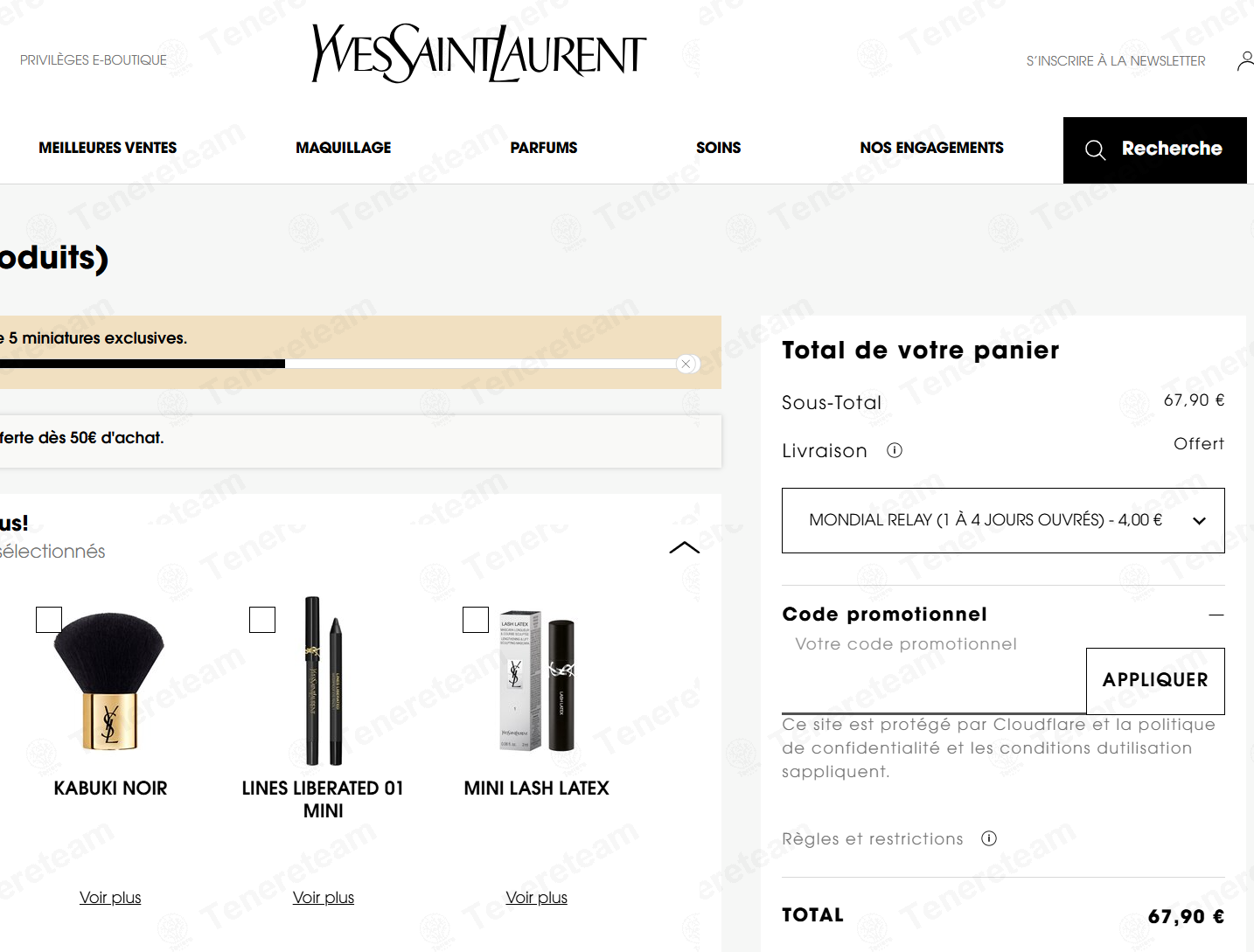 YSL Beauty FR apply coupon code