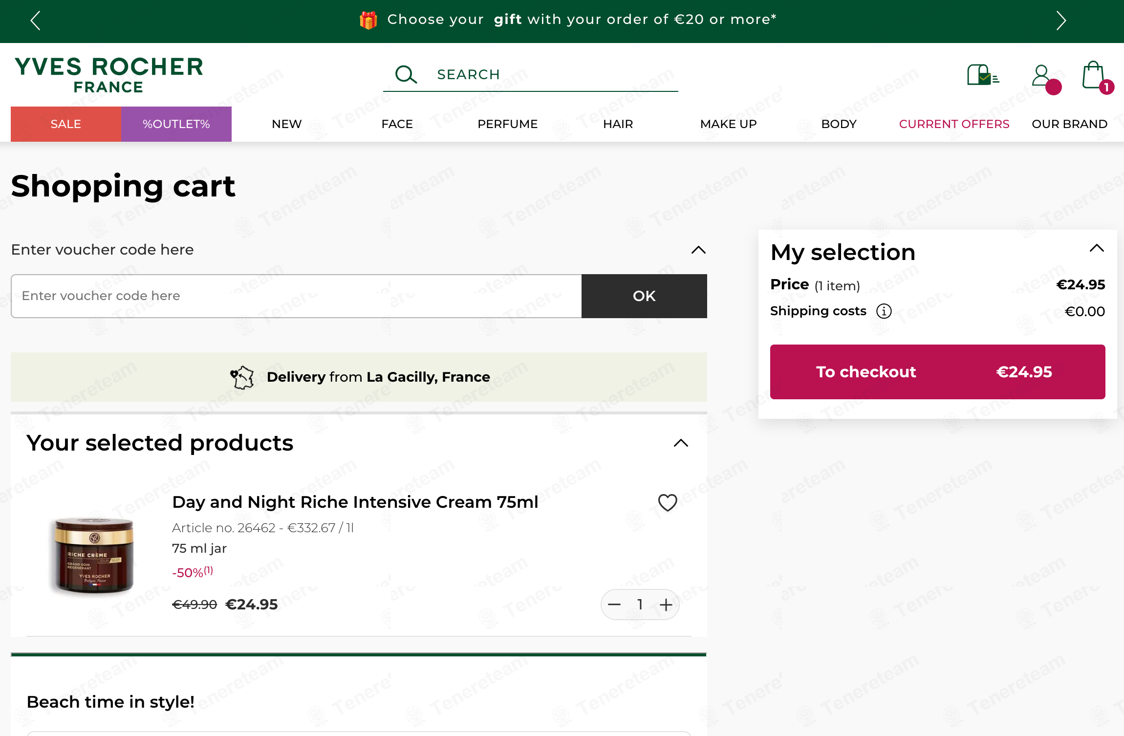 Yves Rocher DE apply coupon code